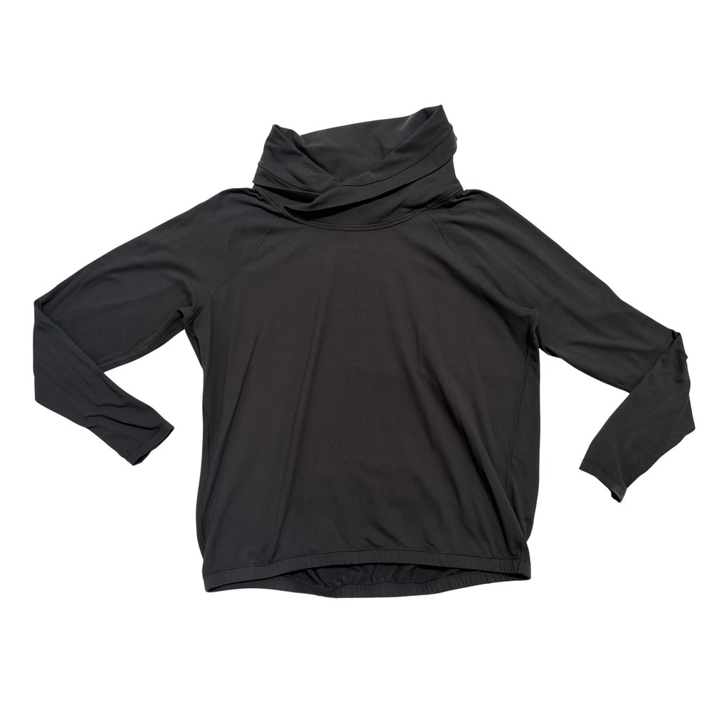 Lululemon Healthy Heart Pullover Women 10 Black Excellent Cowl Neck Thumbhole